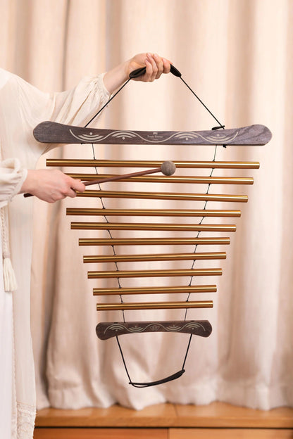 35" Meditation Flow Chime, 440 Hz, 10 Notes, G Major, Bronze