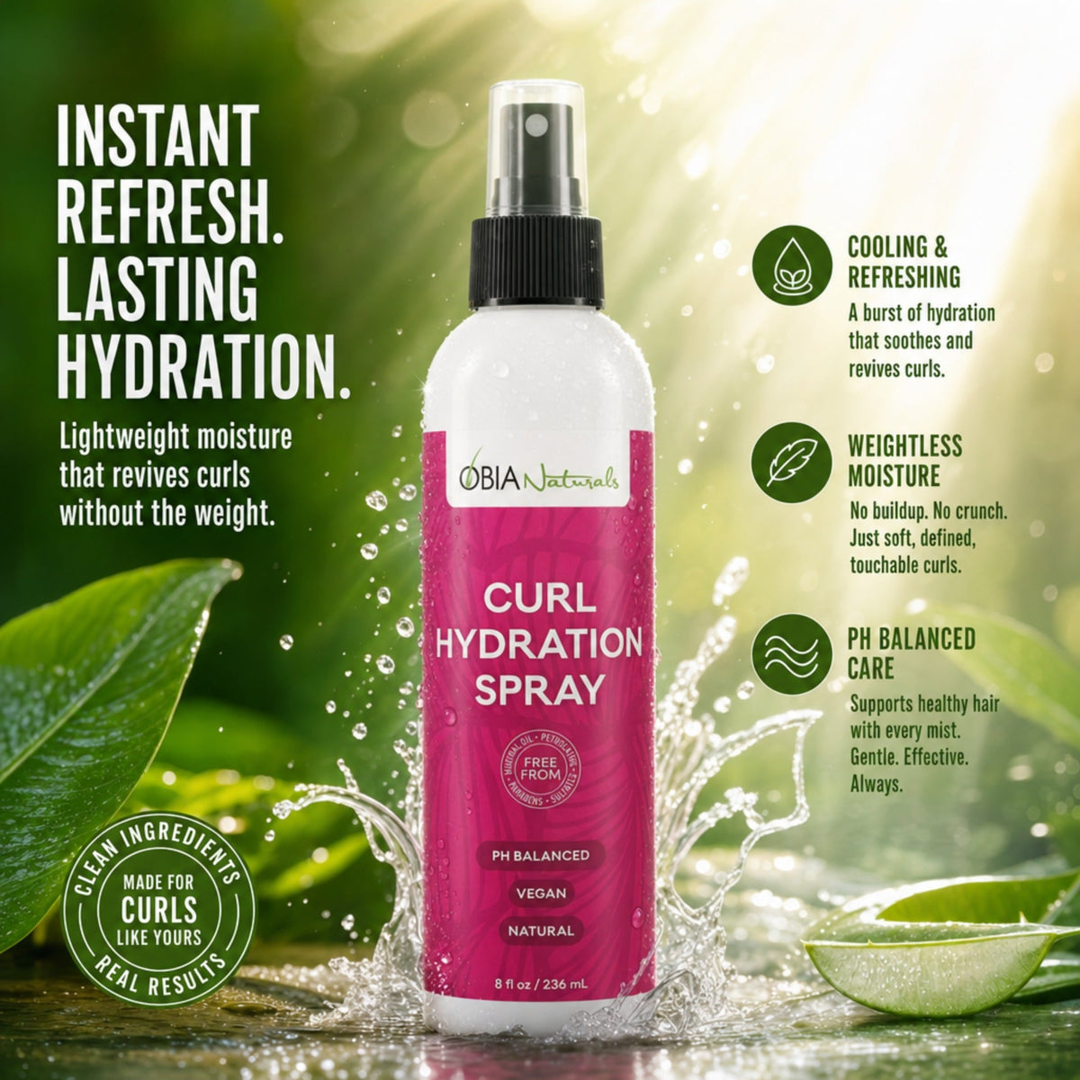 Curl Hydration Spray — Daily Curl Refresher with Argan & Rose