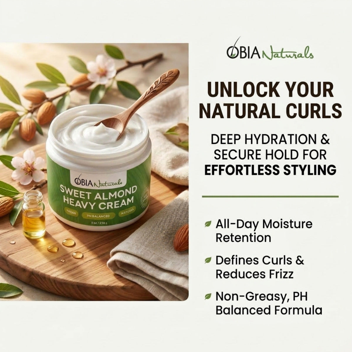 Sweet Almond Heavy Cream — Rich Moisture Leave-In Conditioner