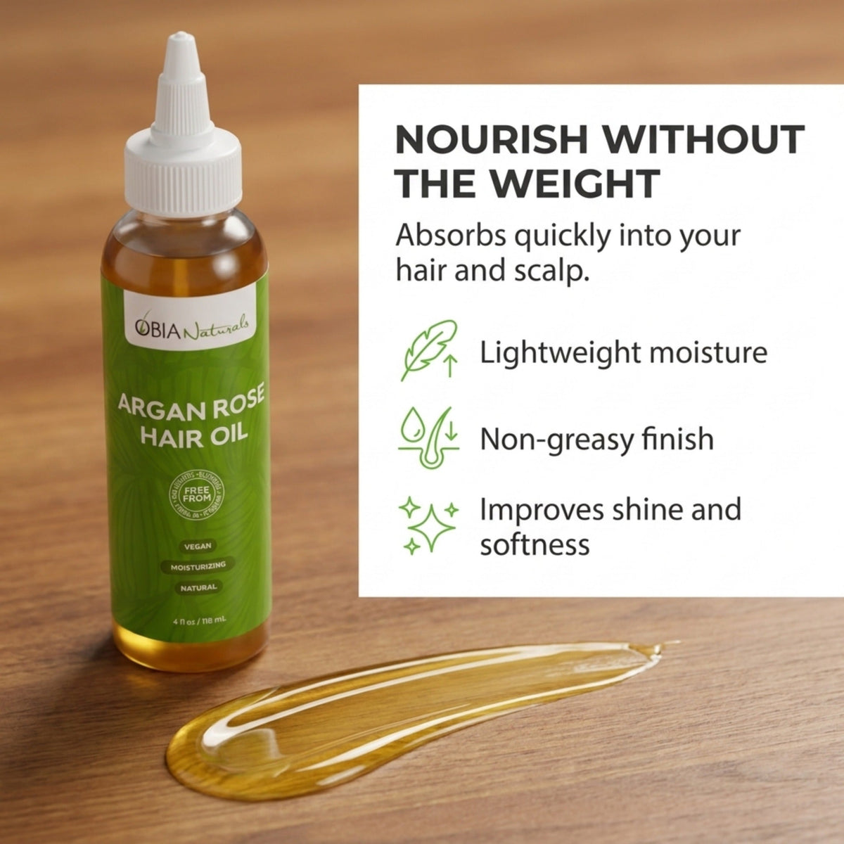 Argan Rose Hair Oil — Lightweight Vegan Hair Oil