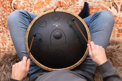 16" Octave Steel Tongue Drum, D Kurd, Black