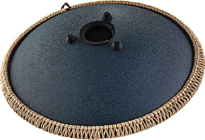 16" Octave Steel Tongue Drum, D Amara, Lasered Floral Design, Navy Blue