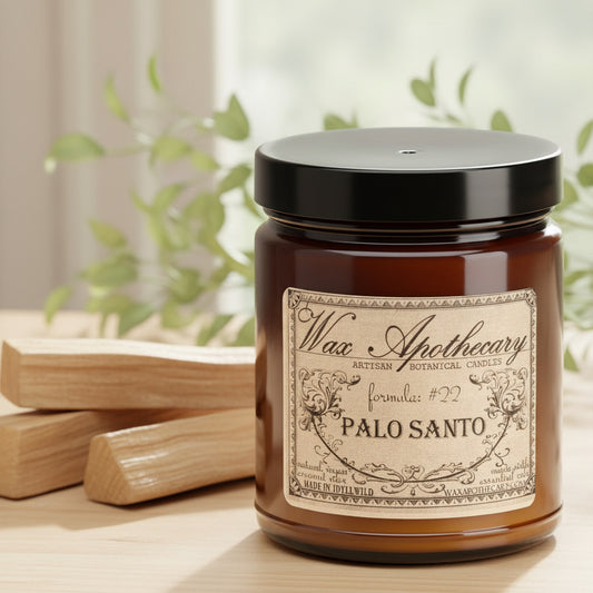 6 oz Botanical Candle in Amber Glass Jar - Palo Santo