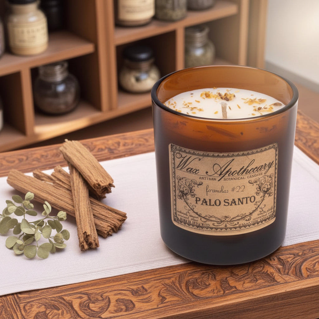 9 oz Palo Santo Artisan Amber Glass Candle