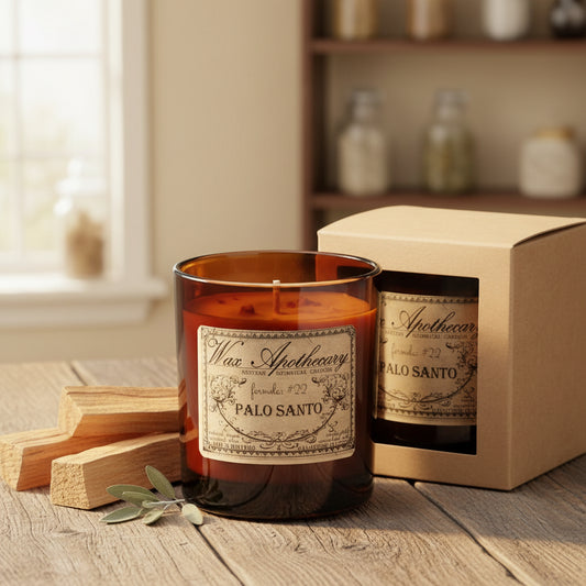 9 oz Palo Santo Artisan Amber Glass Candle