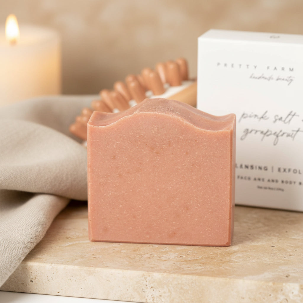 Pink Salt + Grapefruit Cleansing Bar Handmade Tallow and Goat Milk Soap Bar