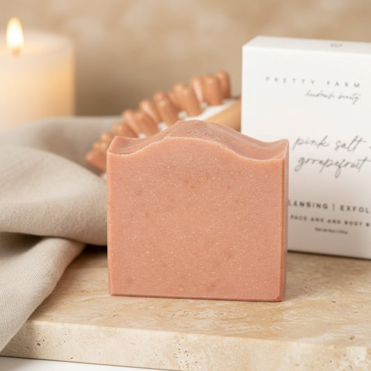 Pink Salt + Grapefruit Cleansing Bar Handmade Tallow and Goat Milk Soap Bar