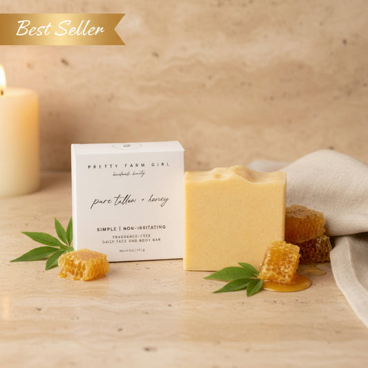 Pure Tallow + Honey Fragrance Free Handmade Tallow and Goat Milk Soap Bar