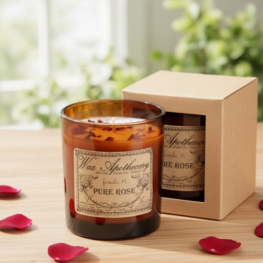 9 oz Pure Rose Artisan Amber Glass Candle