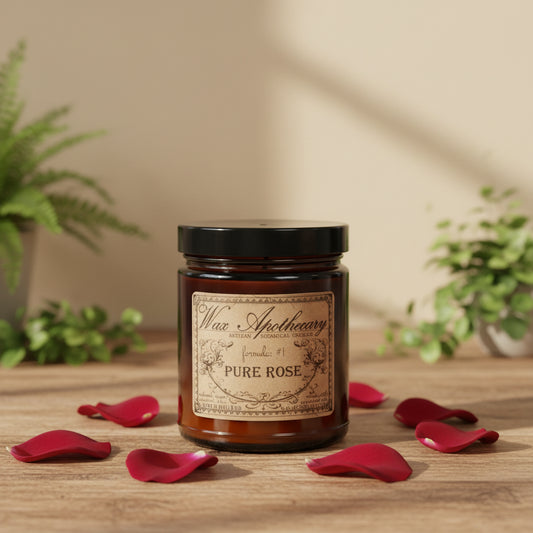6 oz Botanical Candle in Amber Glass Jar - Pure Rose