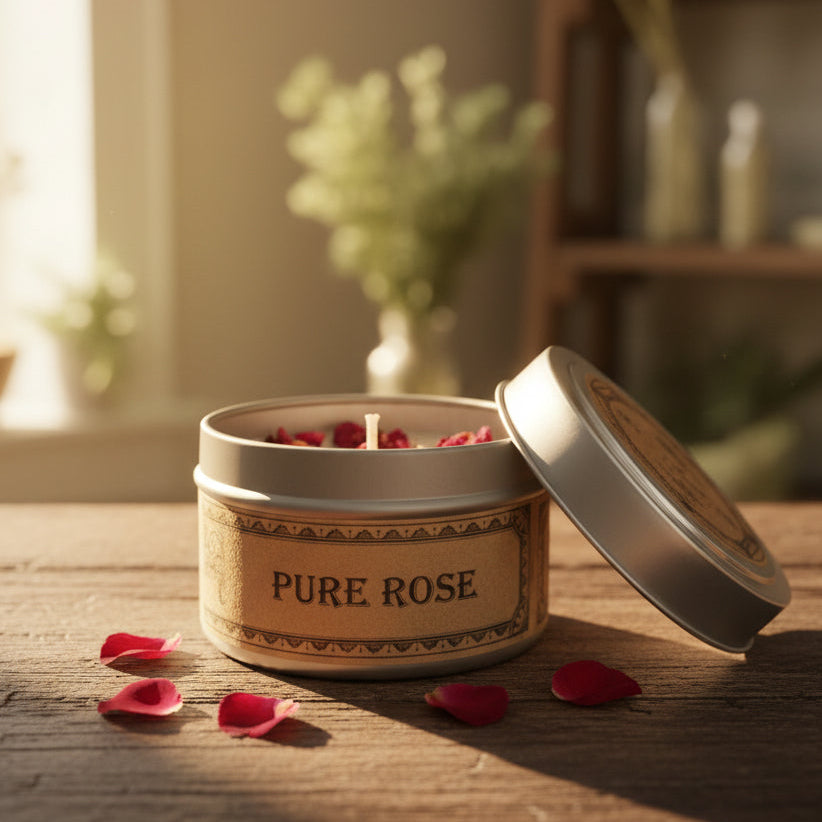 Pure Rose Botanical Candle Travel Tin