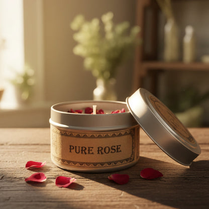 Pure Rose Botanical Candle Travel Tin