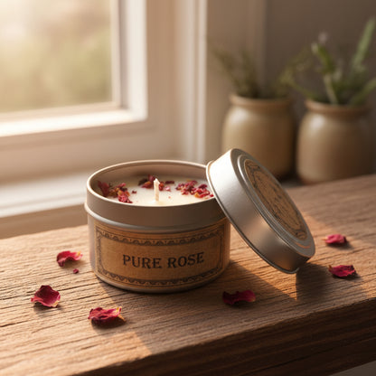 Pure Rose Botanical Candle Travel Tin