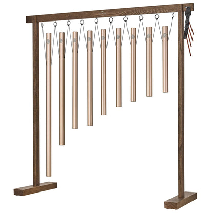 9-Piece Sound Bath Tube Chimes Solfeggio Set, Champagne Gold