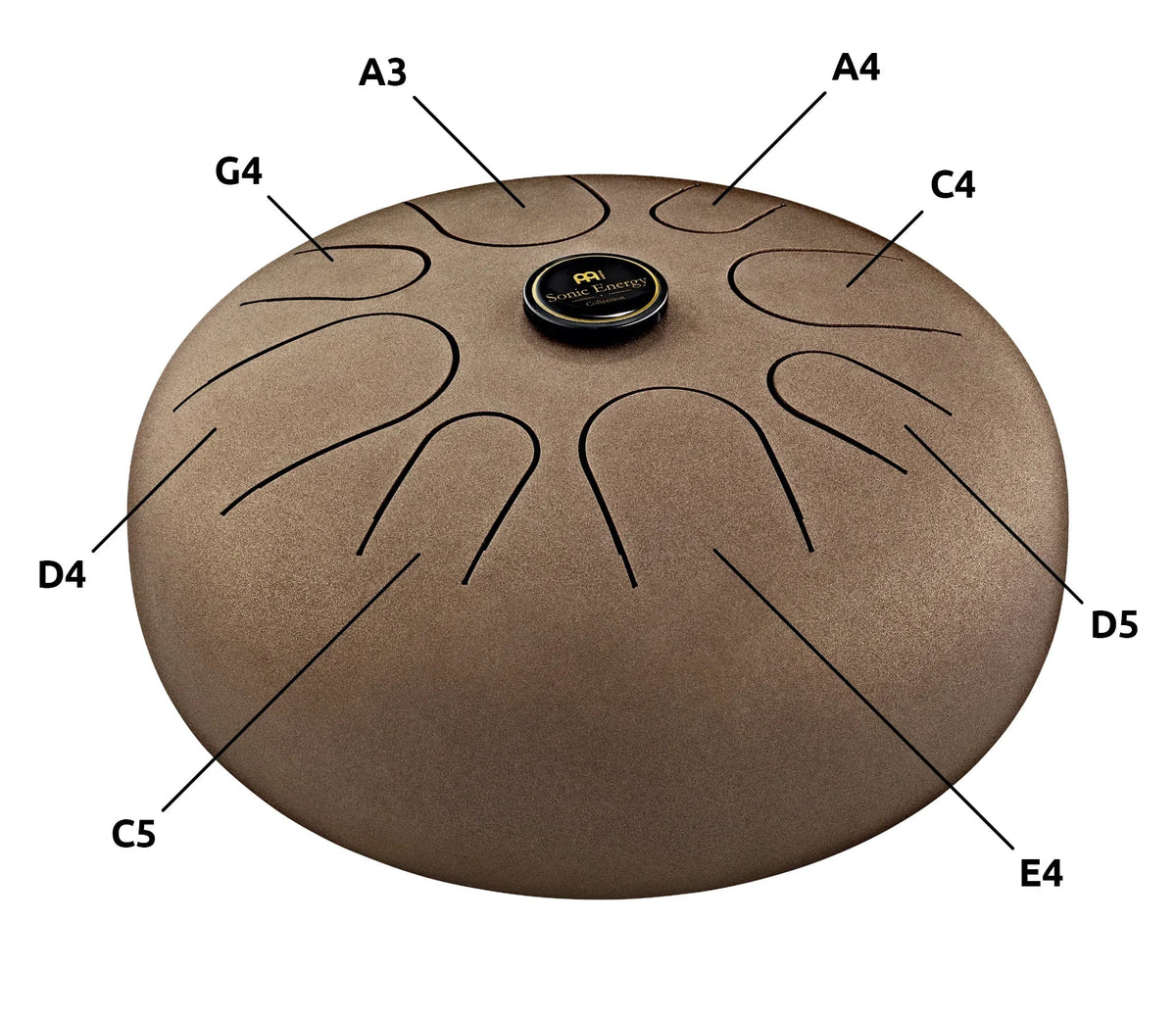 12" Steel Tongue Drum, A Minor, Vintage Brown