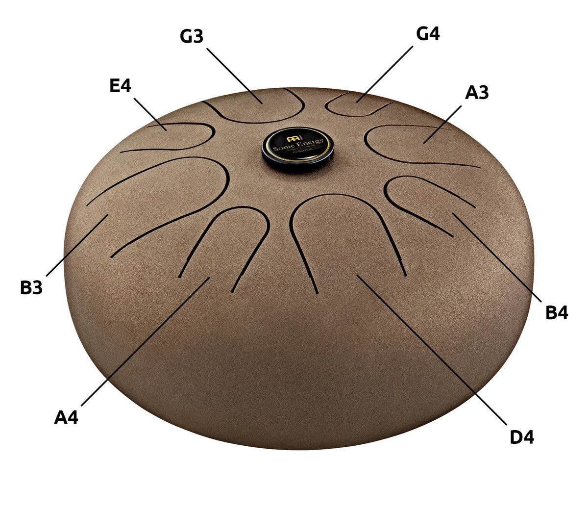 12" Steel Tongue Drum, G Major, Vintage Brown