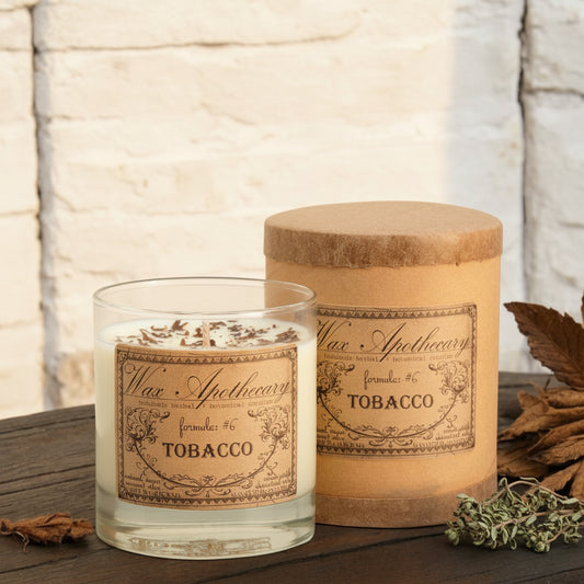 Tobacco 7 oz Botanical Candle in Scotch Glass