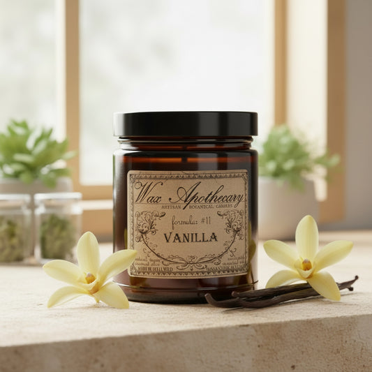6 oz Botanical Candle in Amber Glass Jar - Vanilla