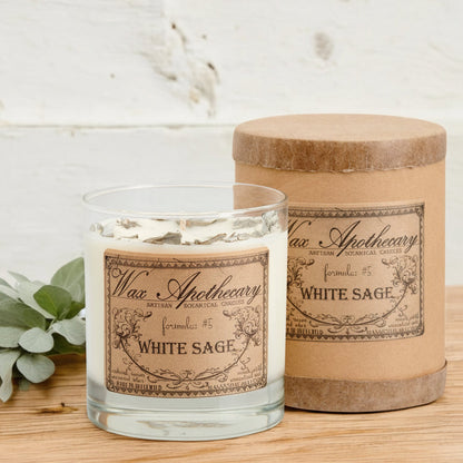 White Sage 7 oz Botanical Candle in Scotch Glass
