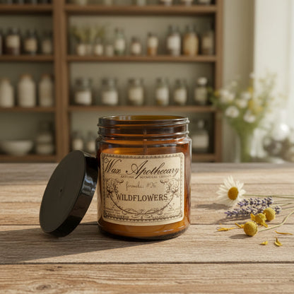 6 oz Botanical Candle in Amber Glass Jar - Wildflowers