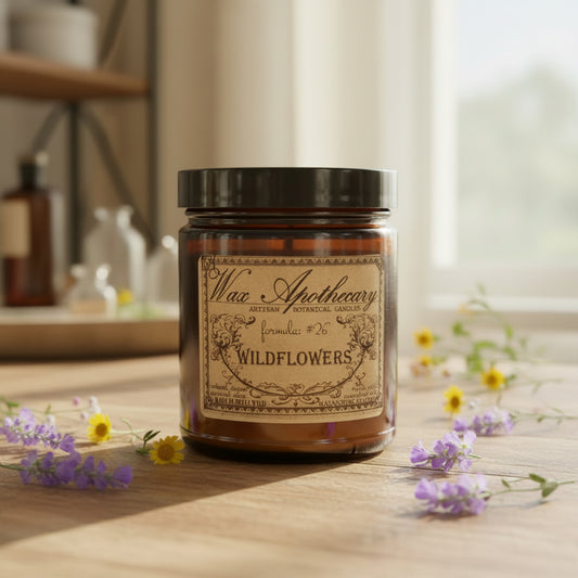 6 oz Botanical Candle in Amber Glass Jar - Wildflowers